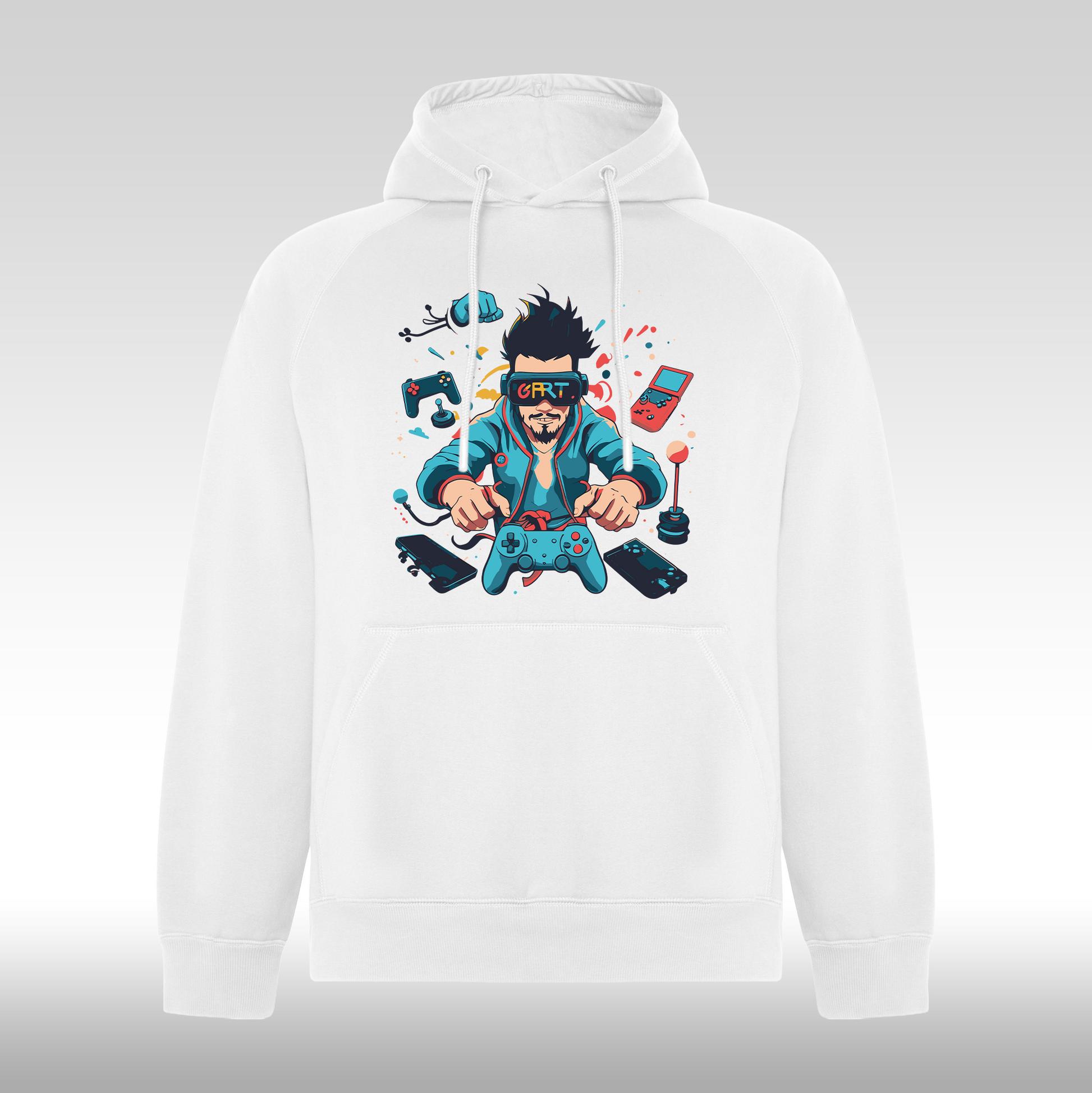 Hanorac alb personalizat gaming "G-Art" streetwear
