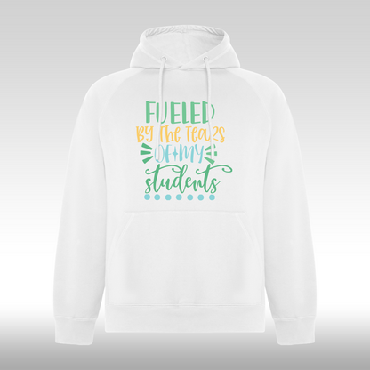 Hanorac alb personalizat mesaj "Fueled By The Tears Of My Students" streetwear
