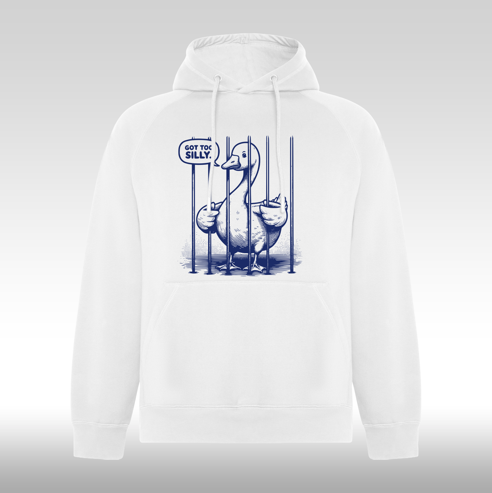 Hanorac alb personalizat mesaj "Got Too Silly" streetwear
