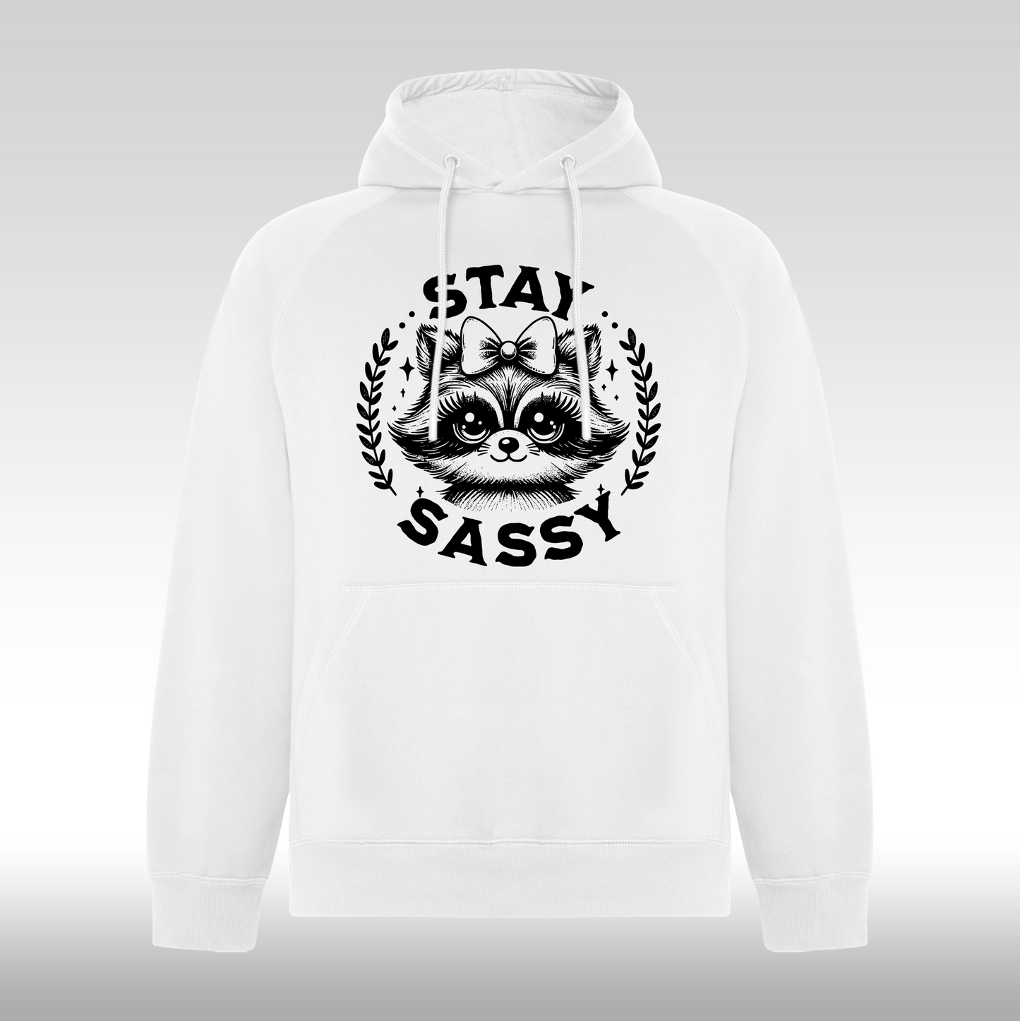 Hanorac alb personalizat raton "Stay Sassy" streetwear
