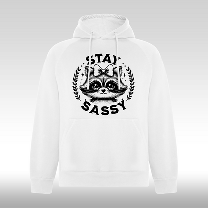 Hanorac alb personalizat raton "Stay Sassy" streetwear
