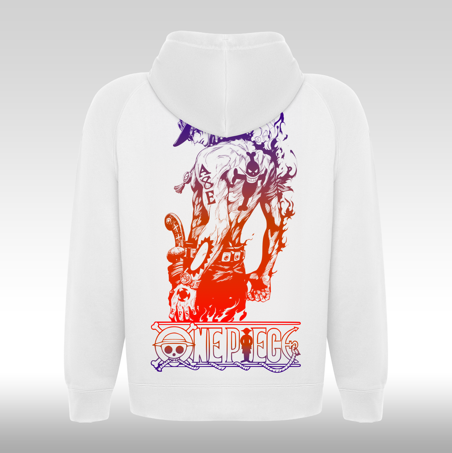 Hanorac alb personalizat spate anime "Ace" streetwear
