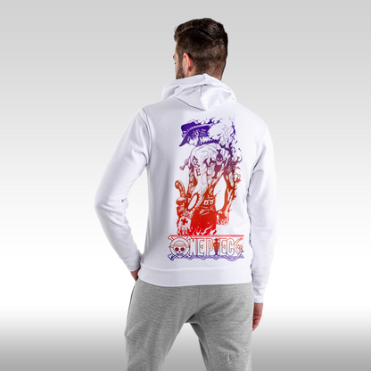 Hanorac alb personalizat spate barbat anime "Ace" streetwear
