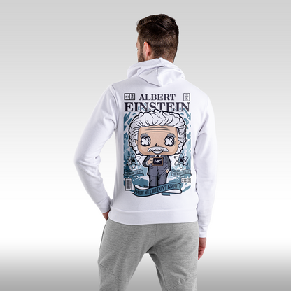Hanorac alb personalizat spate barbat  urban "Albert Einstein" streetwear
