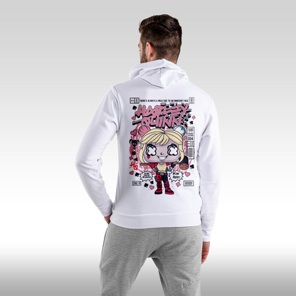 Hanorac alb personalizat spate barbat urban "Harley Quinn" streetwear
