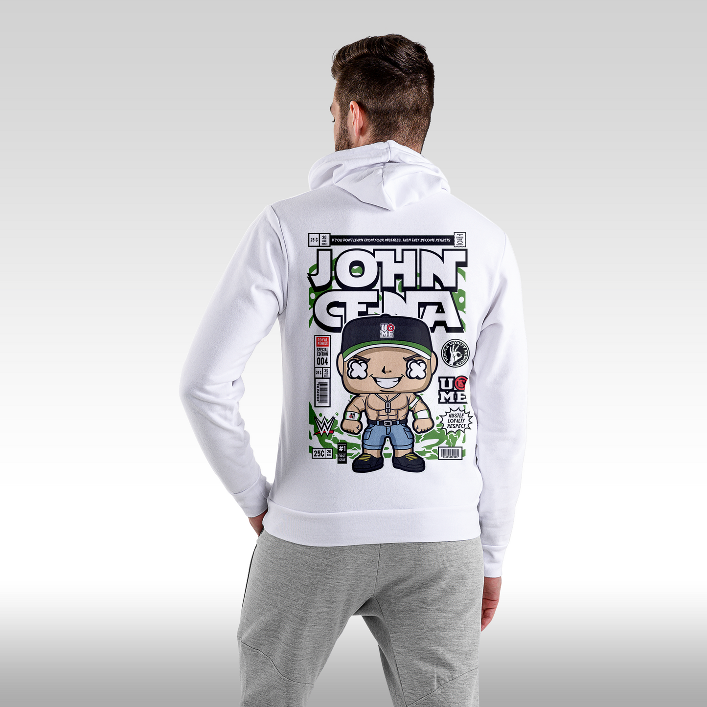 Hanorac alb personalizat spate barbat urban "John Cena" streetwear

