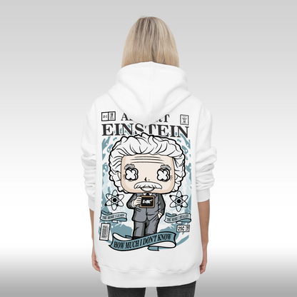 Hanorac alb personalizat spate Dama urban "Albert Einstein" streetwear
