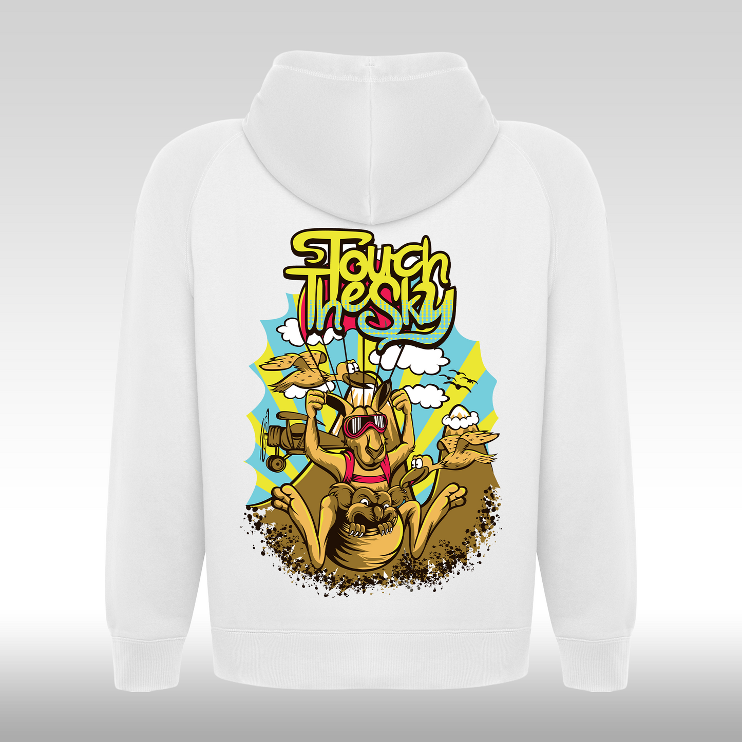 Hanorac alb personalizat spate urban "touch The Sky" streetwear
