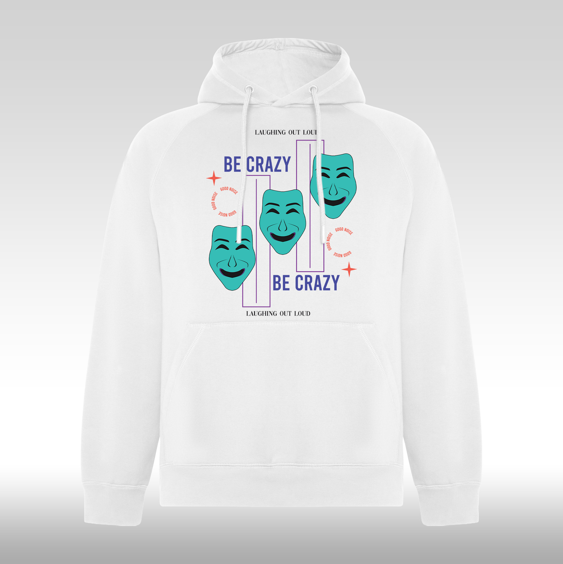 Hanorac alb personalizat urban "Be Crazy" streetwear
