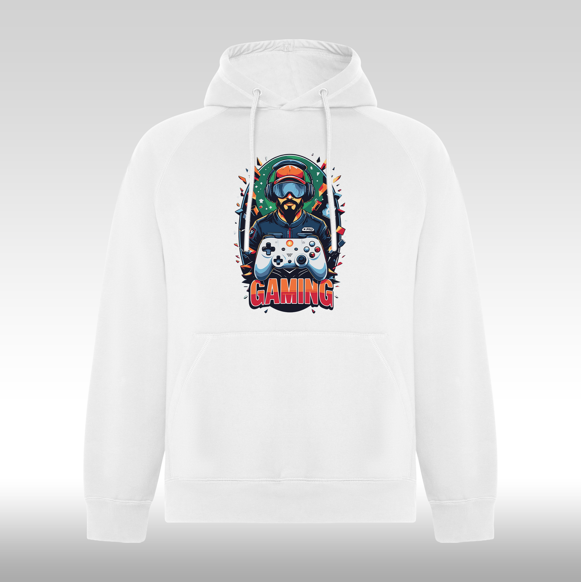 Hanorac alb personalizat urban "Gaming Pro" streetwear
