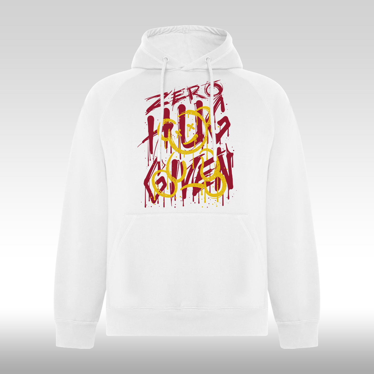 Hanorac alb personalizat urban "Zero Hug Given" streetwear
