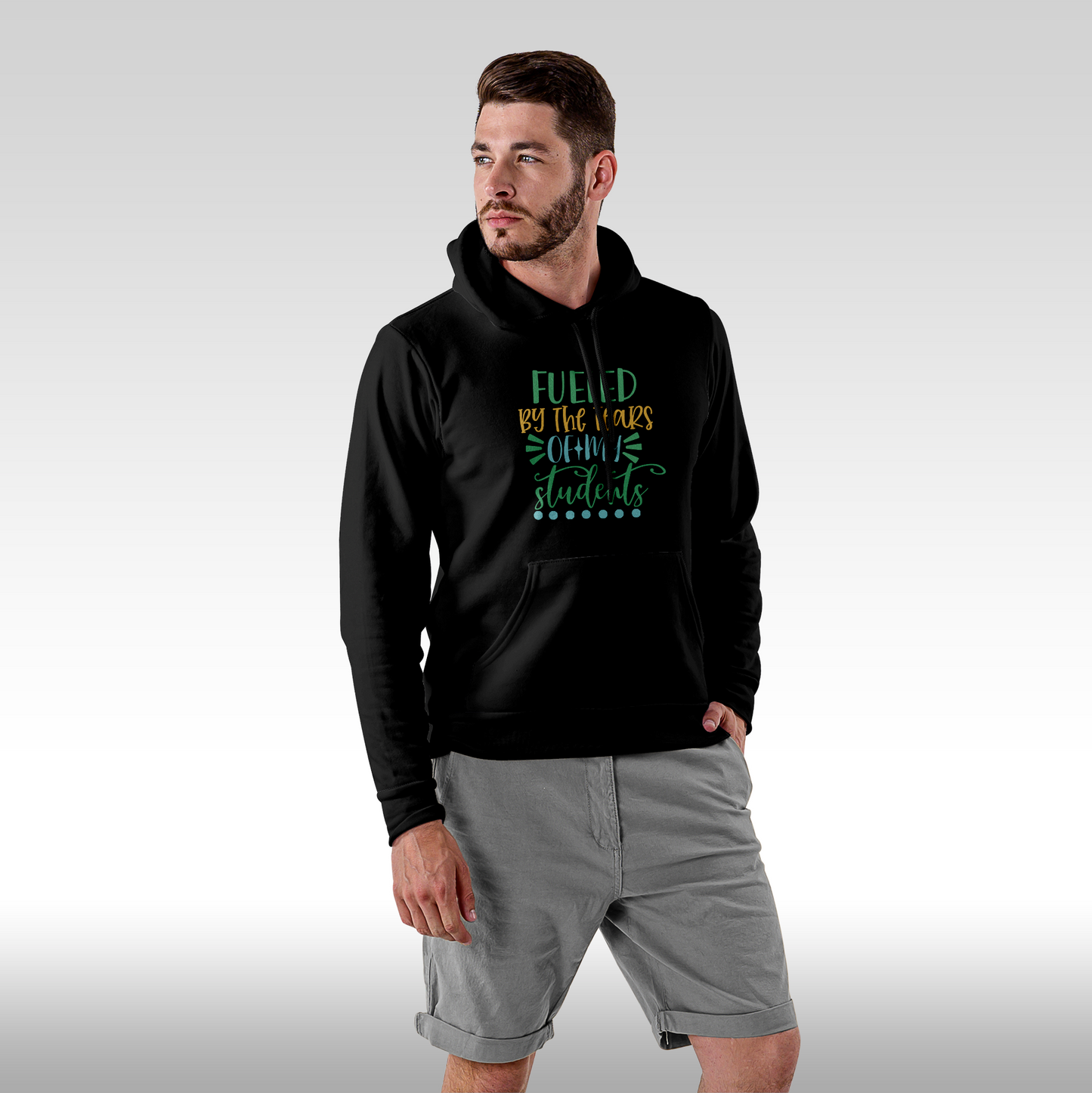 Hanorac negru personalizat Fata barbat mesaj "Fueled By The Tears Of My Students" streetwear
