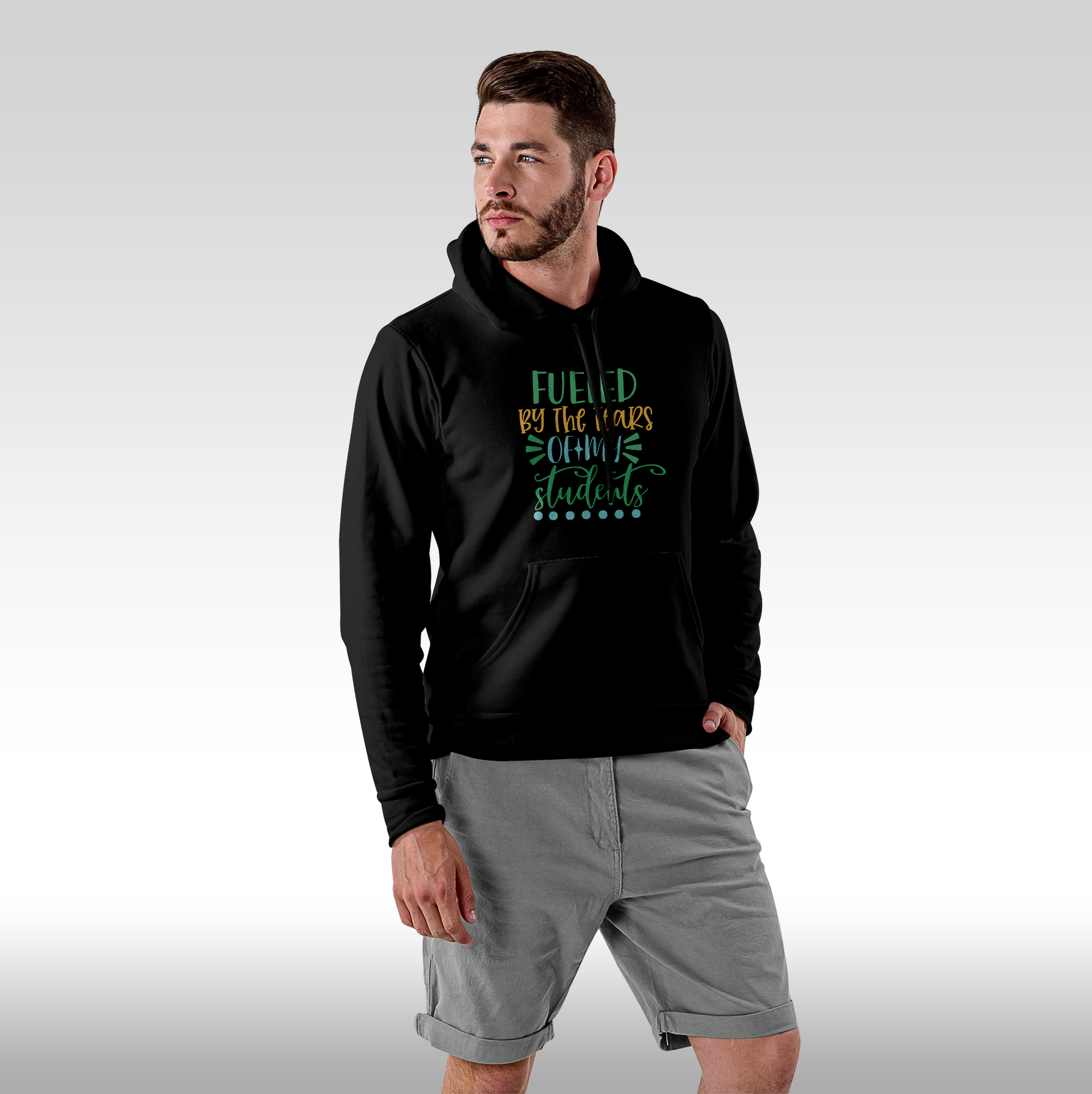 Hanorac negru personalizat Fata barbat mesaj "Fueled By The Tears Of My Students" streetwear
