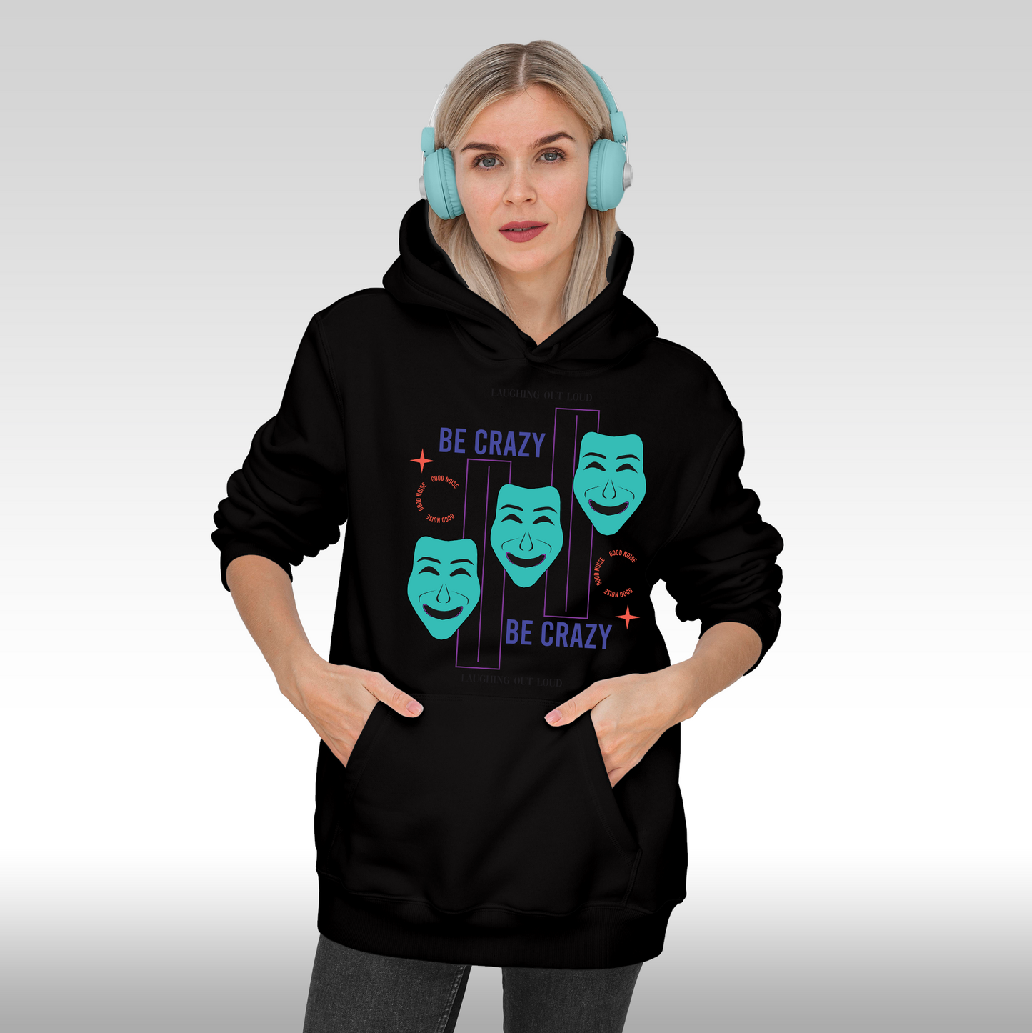 Hanorac negru personalizat Fata Dama urban "Be Crazy" streetwear
