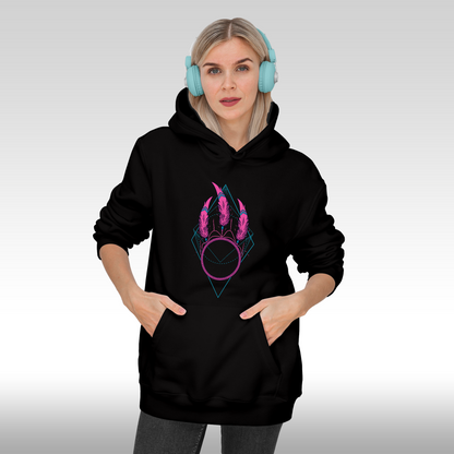 Hanorac negru personalizat Fata Dama urban  dreamcatcher "Pink Feather" streetwear
