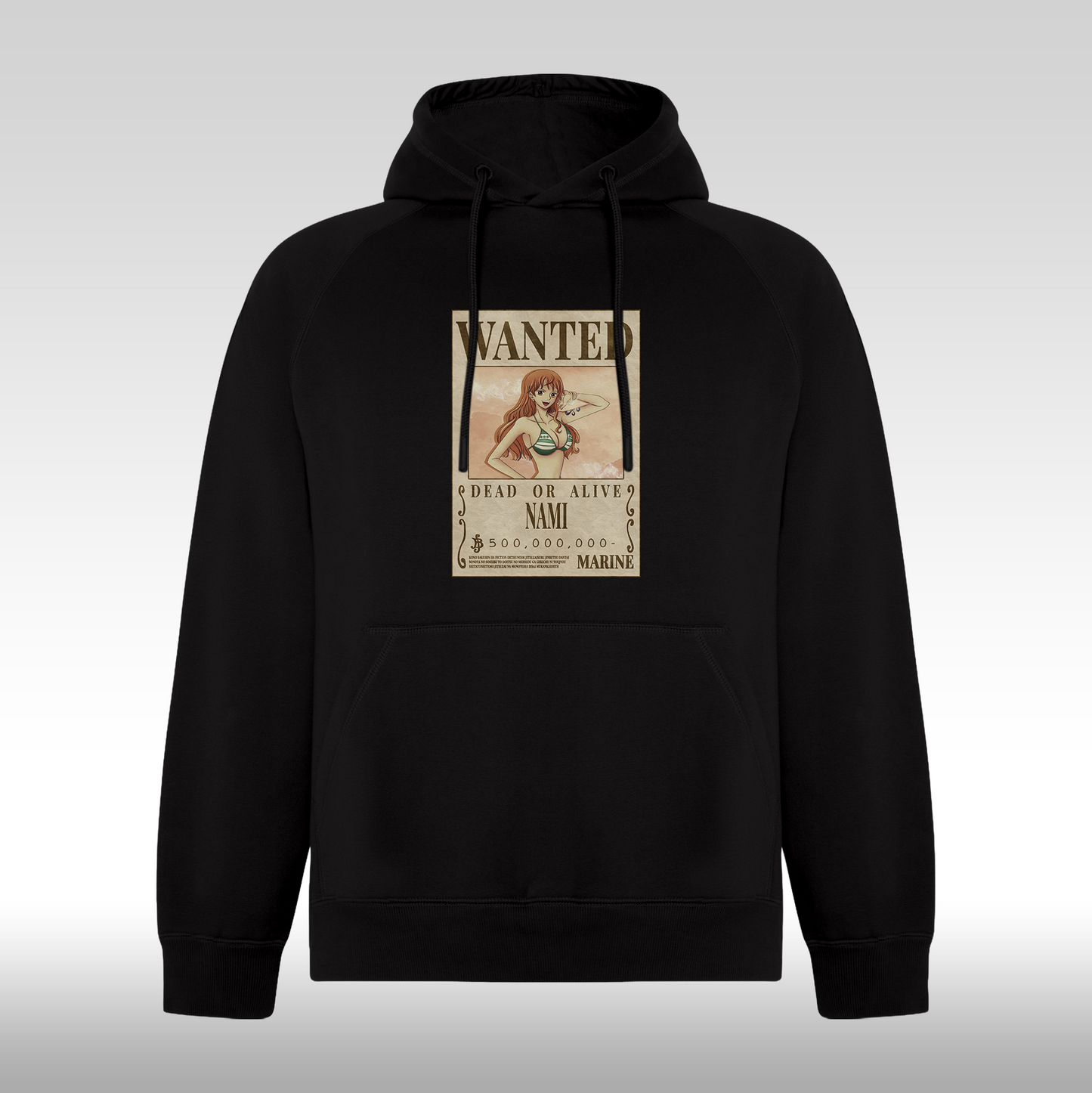 Hanorac negru personalizat anime "WANTED : Nami" streetwear
