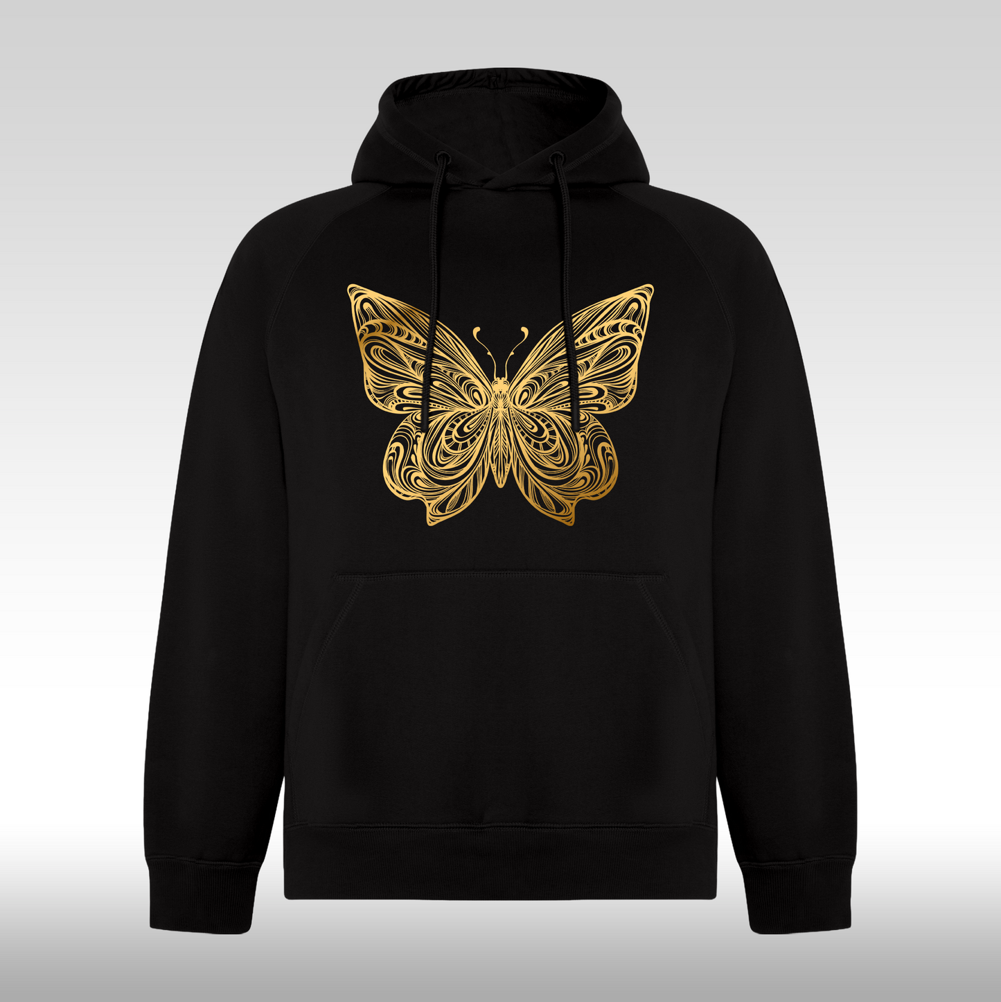 Hanorac negru personalizat Fata Dama fluture "Golden Butterfly" streetwear
