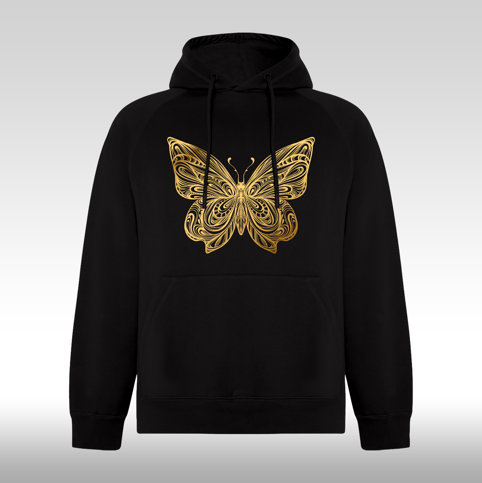 Hanorac negru personalizat Fata Dama fluture "Golden Butterfly" streetwear
