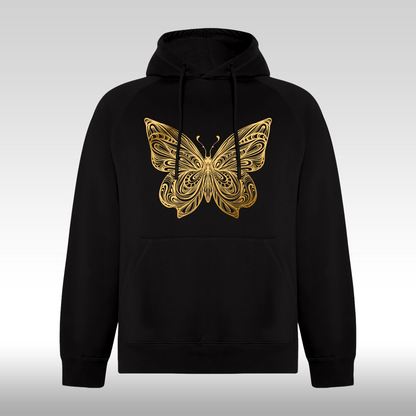 Hanorac negru personalizat Fata Dama fluture "Golden Butterfly" streetwear
