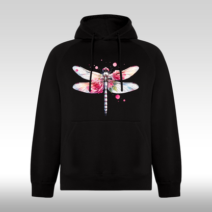 Hanorac negru personalizat Fata Dama libelula "Rose Dragonfly" streetwear
