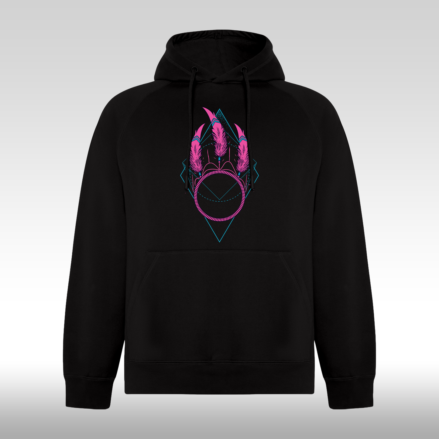 Hanorac negru personalizat Fata Dama urban  dreamcatcher "Pink Feather" streetwear
