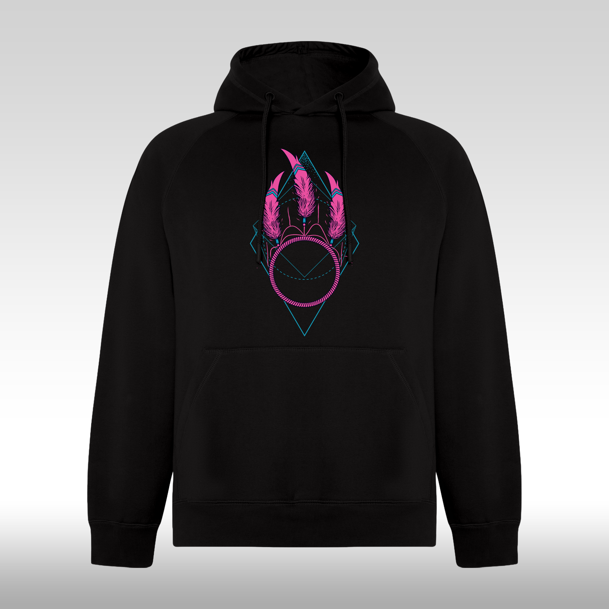 Hanorac negru personalizat Fata Dama urban  dreamcatcher "Pink Feather" streetwear
