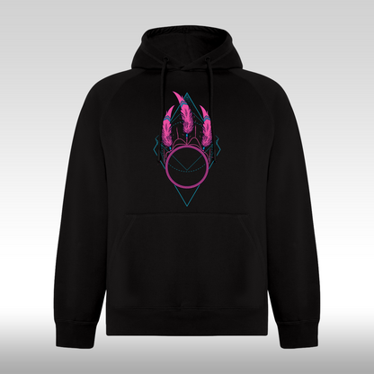 Hanorac negru personalizat Fata Dama urban  dreamcatcher "Pink Feather" streetwear

