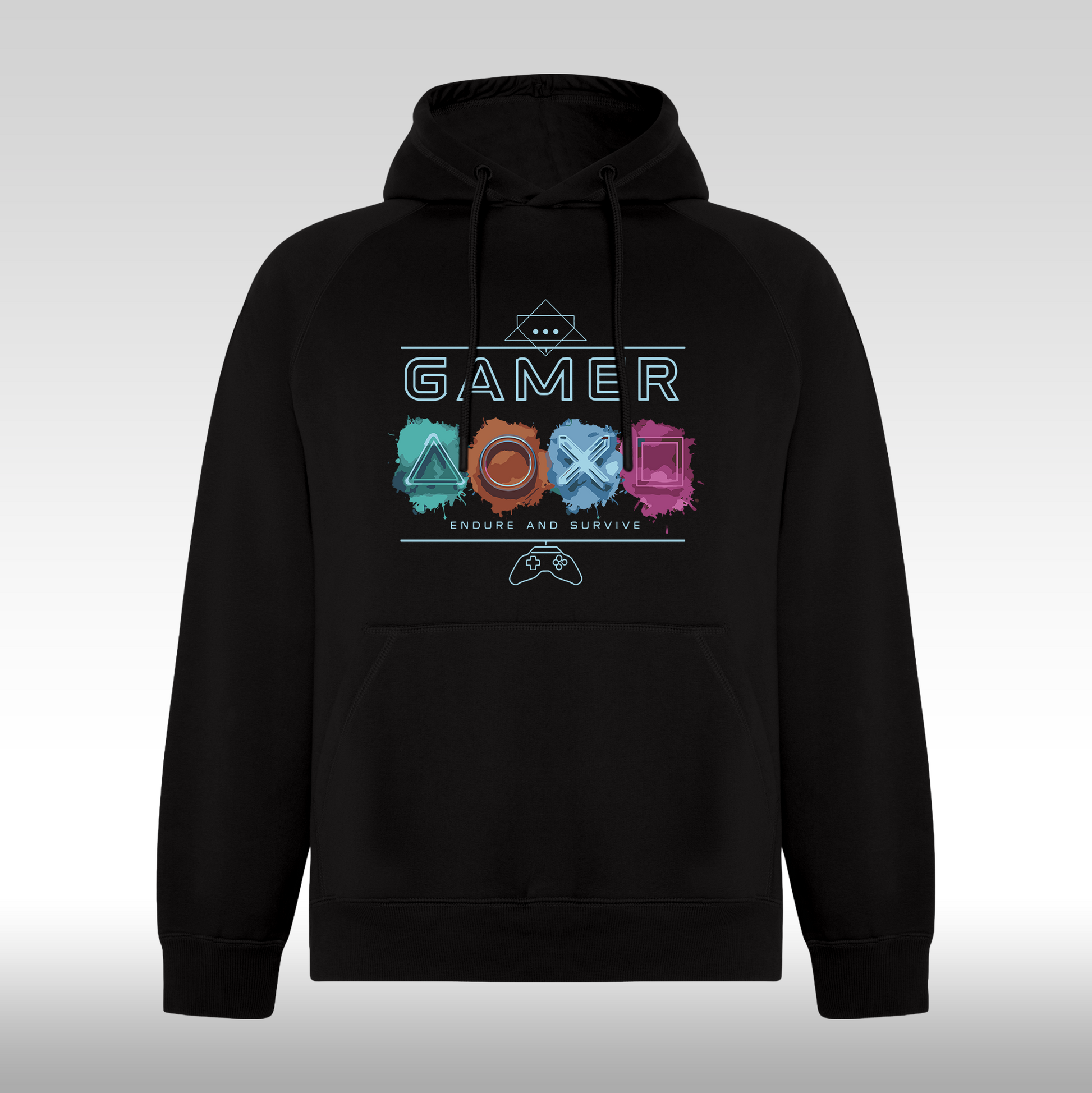 Hanorac negru personalizat gaming "Gamer Endure and Survive" streetwear
